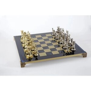 Шахи Manopoulos "Греко-римський період" із золотими та срібними шаховими фігурами / синя шахівниця 44 см (S11BLU)
