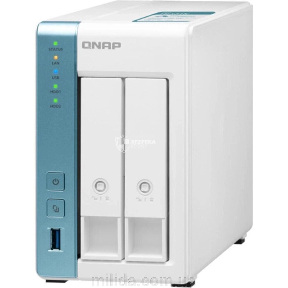 Система зберігання даних QNAP TS-231P3-2G з 2 відсіками для дисків, 2GB RAM, настільне виконання від компанії інтернет-магазин "_Міліда_" - фото 1