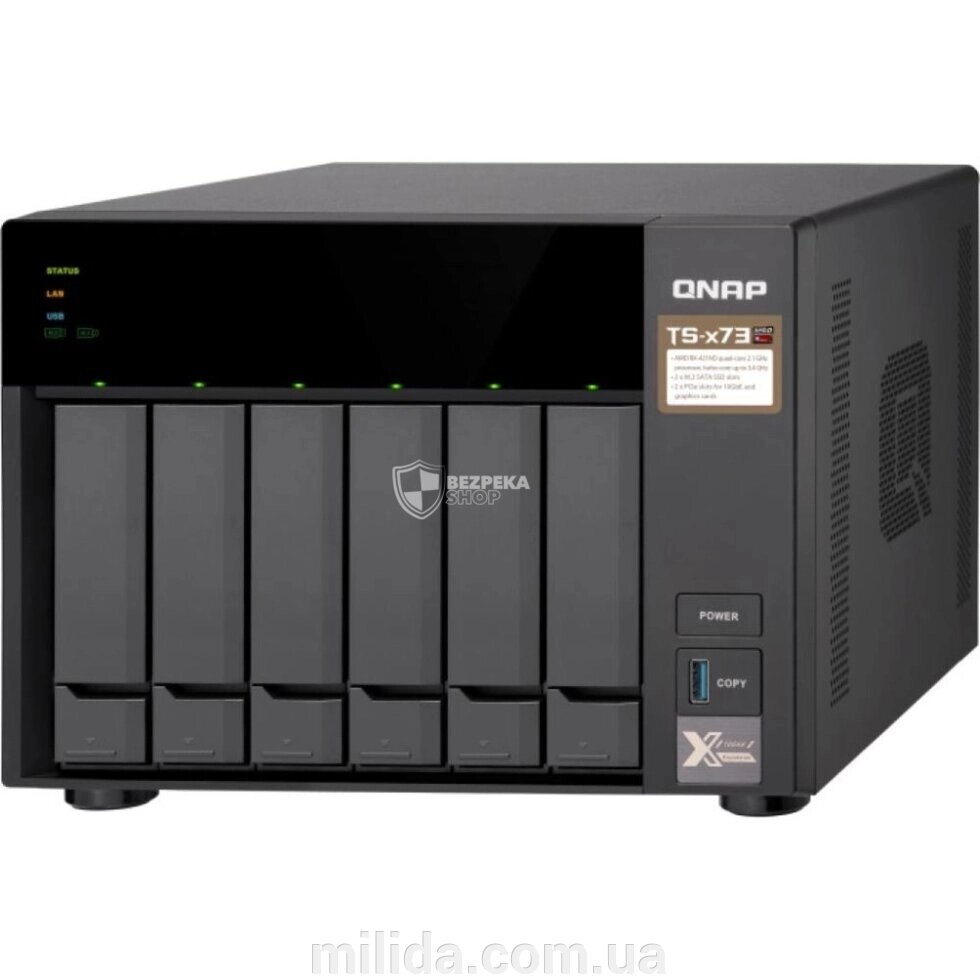 Система зберігання даних QNAP TS-673A-8G з 6 відсіками для дисків, 8GB RAM, настільне виконання від компанії інтернет-магазин "_Міліда_" - фото 1