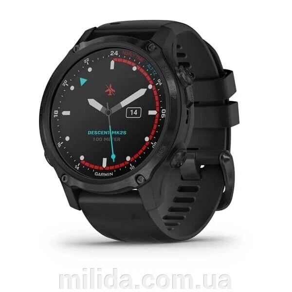 Smart Clock Garmin Descent Mk2S Карбоксилен сірий DLC із чорним ременем від компанії інтернет-магазин "_Міліда_" - фото 1