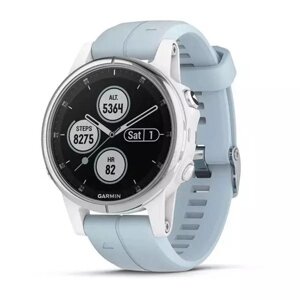 Smart Clock Garmin fenix 5S Plus білий з сіро-синім ремінцем