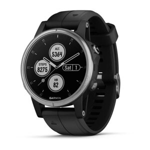 Smart Clock Garmin fenix 5S Plus Срібло чорне з чорним ременем