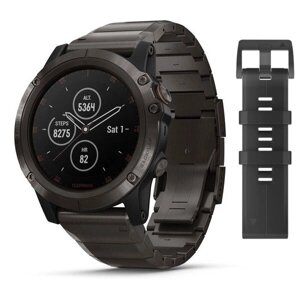 Smart Clock Garmin fenix 5X Plus Sapphire Сірий титановий DLC з ременем титановим