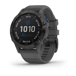 Smart Clock Garmin fenix 6 Pro Solar Edition чорний із сірим ременем