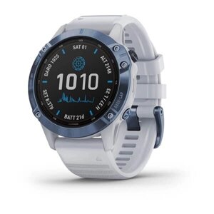 Smart Clock Garmin fenix 6 Pro Solar Edition Мінеральний синій з білим ременем