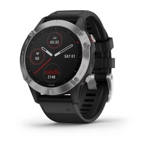 Smart Clock Garmin fenix 6 Срібло з чорним ременем