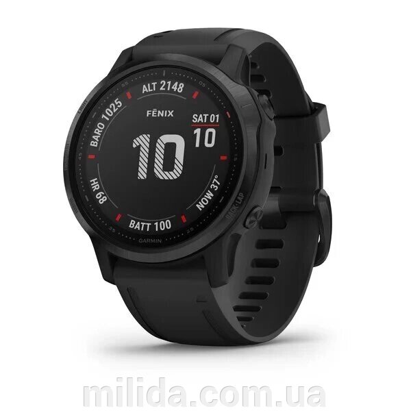 Smart Clock Garmin fenix 6S Pro чорний з чорним ременем від компанії інтернет-магазин "_Міліда_" - фото 1