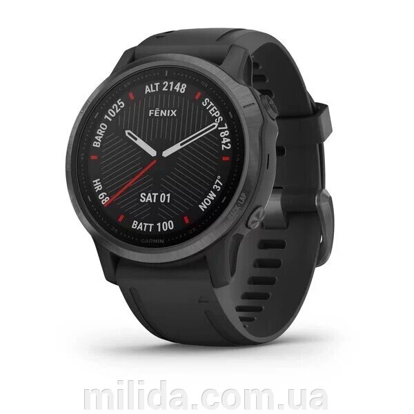 Smart Clock Garmin fenix 6S Pro Sapphire Сірий DLC із чорним ремінцем від компанії інтернет-магазин "_Міліда_" - фото 1