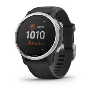 Smart Clock Garmin fenix 6S Solar Срібло із чорним ременем