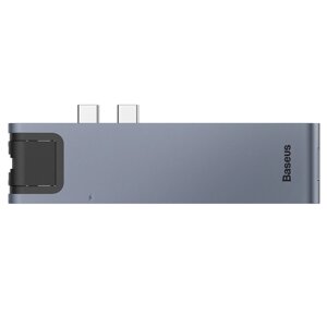 USB Hub Baseus Thunderbolt C Pro Seven-in-one Dual Type-C to USB3.0*2 + HDMI + RJ45 Ethernet + Type-C PD + microSD + SD