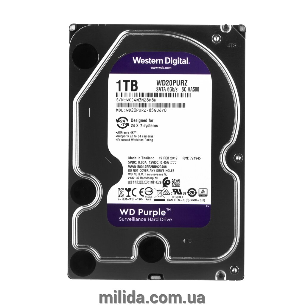 Жорсткий диск Western Digital 1TB Purple (WD10PURZ) від компанії інтернет-магазин "_Міліда_" - фото 1