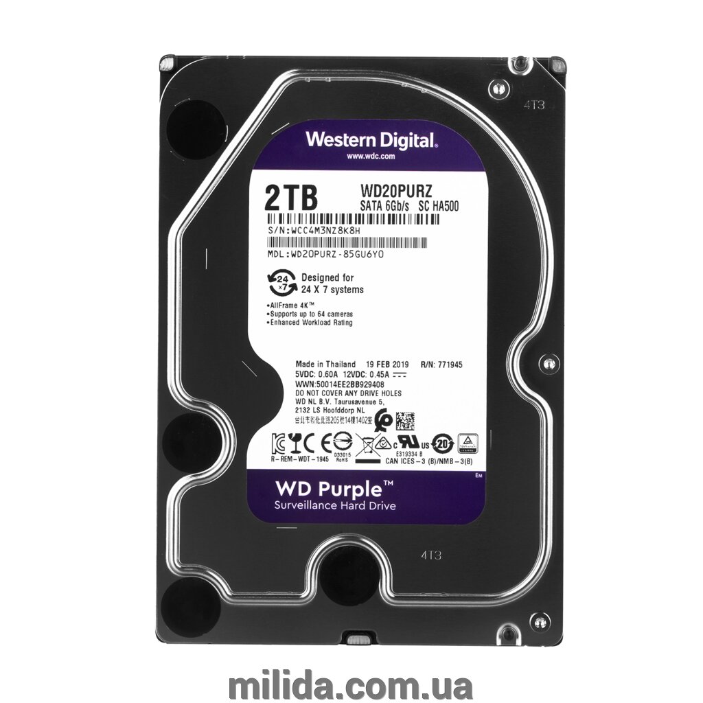 Жорсткий диск Western Digital 2TB Purple (WD20PURX) від компанії інтернет-магазин "_Міліда_" - фото 1