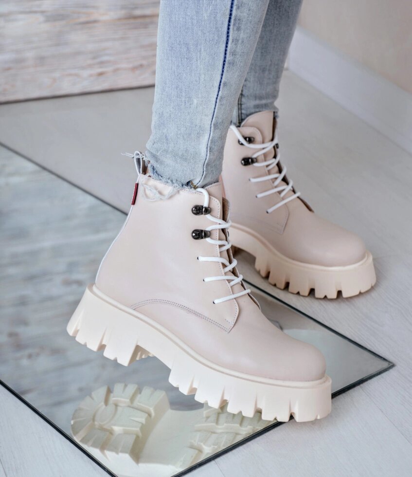 Beige Leather Boots Mile12 Італійський велосипед  37 - 24,5 см  (2304 - 27059)}} від компанії Маслина - фото 1