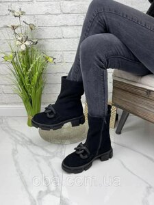 Женские ботинки демисезонные черн замш