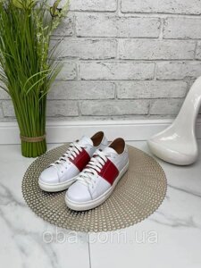 Жіноче взуття біла шкіра / червона шкіра