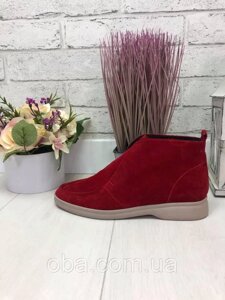 Жіночі лофори Moccasins demi -seasone червона замша