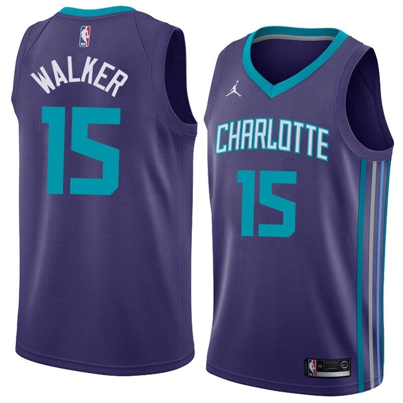 Баскетбольна джерсі +2021 Jordan NBA Charlotte Hornets №15 Kemba Walker бузкова print від компанії Basket Family - фото 1
