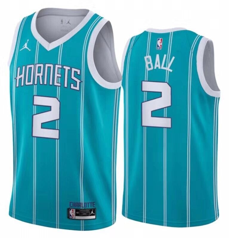 Баскетбольна джерсі 2021 Jordan NBA Charlotte Hornets №2 LaMelo Ball блакитна від компанії Basket Family - фото 1