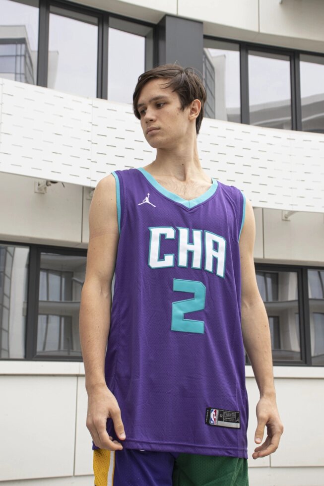 Баскетбольна джерсі 2021 Jordan NBA Charlotte Hornets №2 LaMelo Ball фіолетова від компанії Basket Family - фото 1