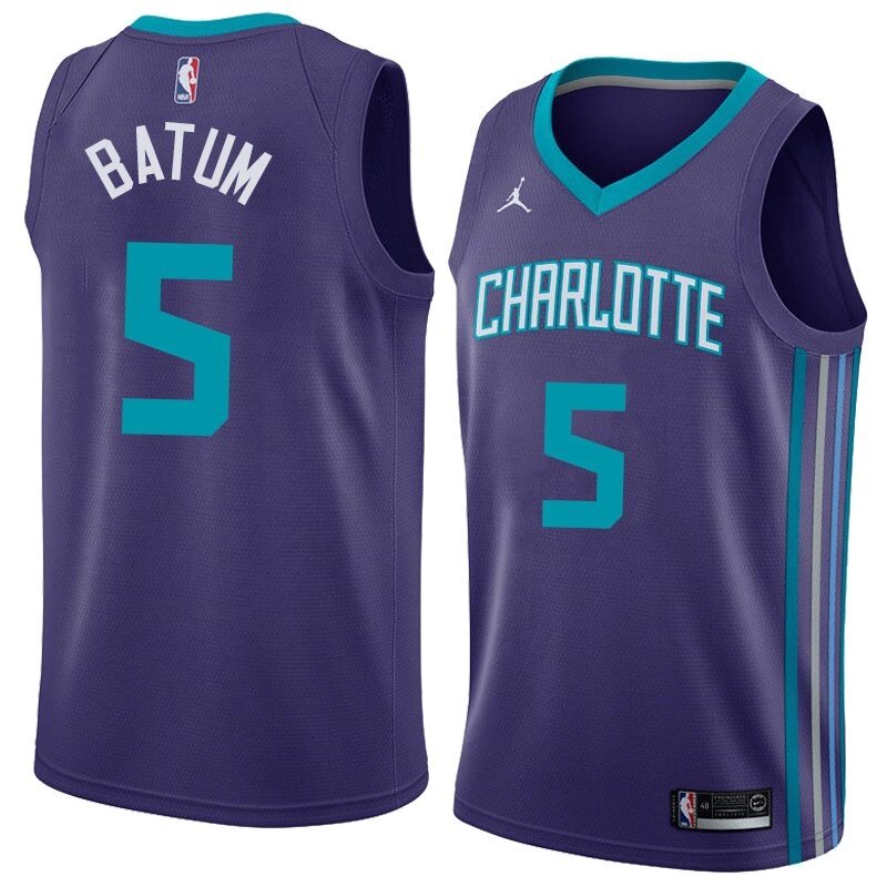 Баскетбольна джерсі 2021 Jordan NBA Charlotte Hornets №5 Nicolas Batum бузкова print від компанії Basket Family - фото 1