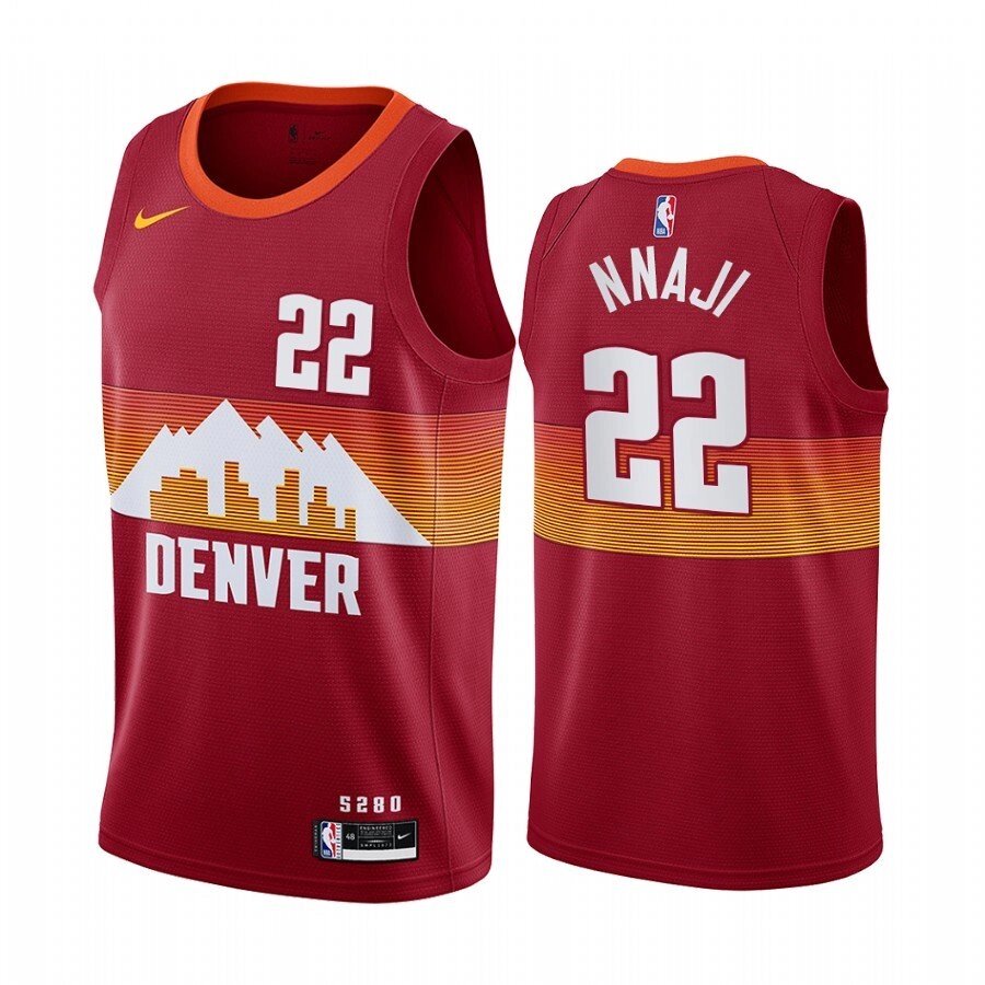 Баскетбольна джерсі 2021 Nike NBA Denver Nuggets №22 Зік Ннаджі City Edition червона. від компанії Basket Family - фото 1