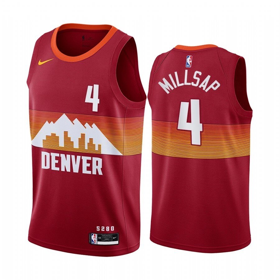 Баскетбольна джерсі 2021 Nike NBA Denver Nuggets №4 Пол Міллсеп City Edition червона print від компанії Basket Family - фото 1