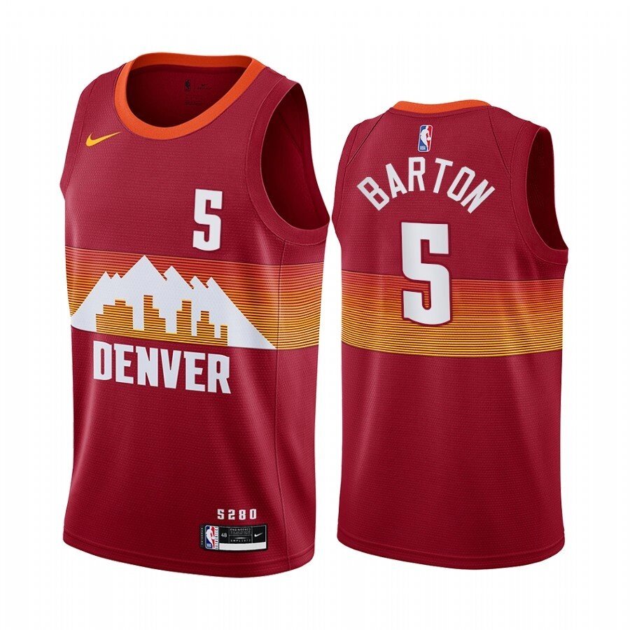 Баскетбольна джерсі 2021 Nike NBA Denver Nuggets №5 Уїлл Бартон City Edition червона print від компанії Basket Family - фото 1