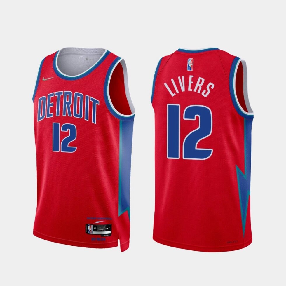 Баскетбольна джерсі 2021 Nike NBA Detroit Pistons №12 Isaiah Livers red print від компанії Basket Family - фото 1