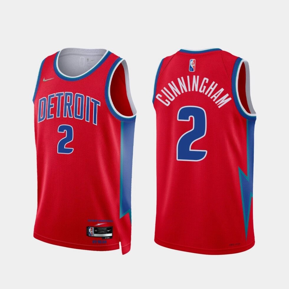 Баскетбольна джерсі 2021 Nike NBA Detroit Pistons №2 Cade Cunningham red print від компанії Basket Family - фото 1