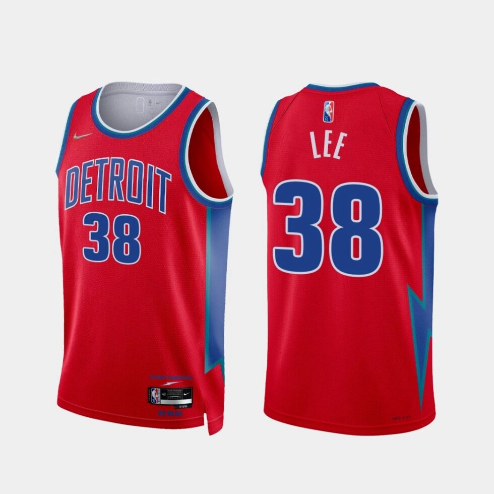 Баскетбольна джерсі 2021 Nike NBA Detroit Pistons №38 Saben Lee red print від компанії Basket Family - фото 1