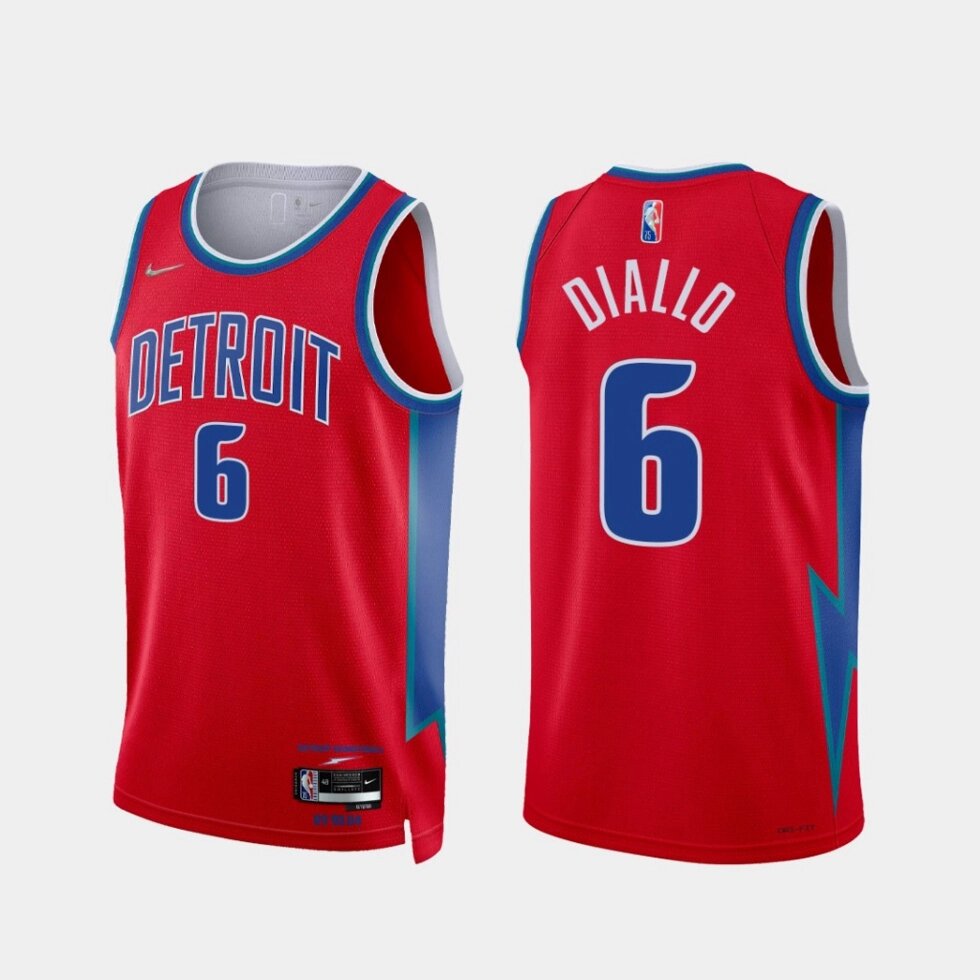 Баскетбольна джерсі 2021 Nike NBA Detroit Pistons №6 Hamidou Diallo red print від компанії Basket Family - фото 1