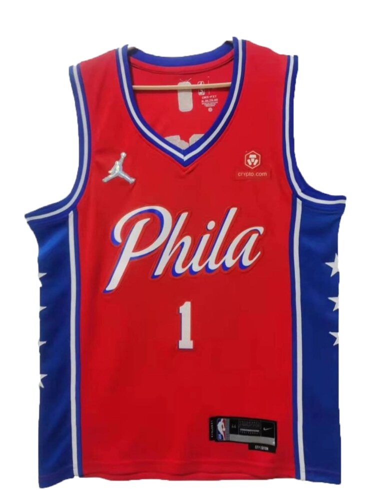 Баскетбольна джерсі 2021 Nike NBA Philadelphia 76ers №1 James Harden City Edition Red від компанії Basket Family - фото 1