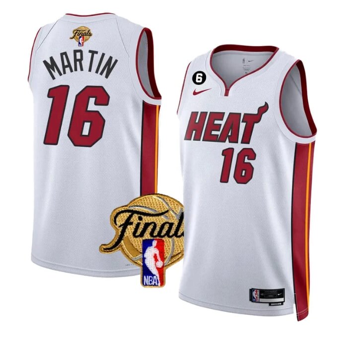 Баскетбольна джерсі 2022-23 Finals Nike NBA Miami Heat №16 Caleb Martin White Print від компанії Basket Family - фото 1