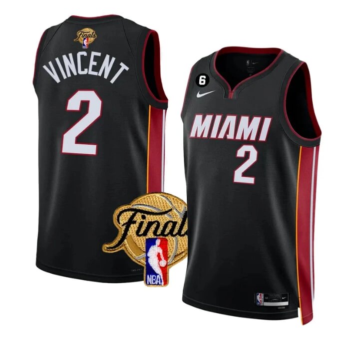 Баскетбольна джерсі 2022-23 Finals Nike NBA Miami Heat №2 Gabe Vincent Black Print від компанії Basket Family - фото 1