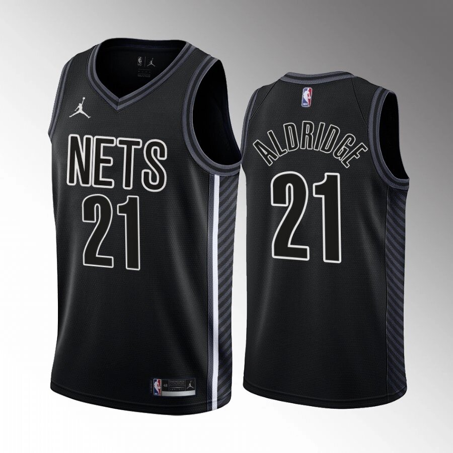 Баскетбольна джерсі 2022 Jordan NBA Brooklyn Nets №21 LaMarcus Aldridge Black Print від компанії Basket Family - фото 1