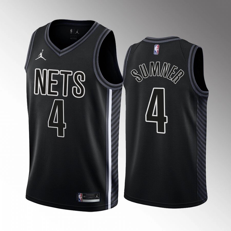 Баскетбольна джерсі 2022 Jordan NBA Brooklyn Nets №4 Edmond Sumner Black Print від компанії Basket Family - фото 1