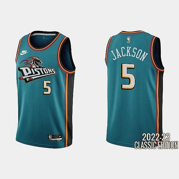 Баскетбольна джерсі 2022 Nike NBA Detroit Pistons №5 Frank Jackson Green Print від компанії Basket Family - фото 1