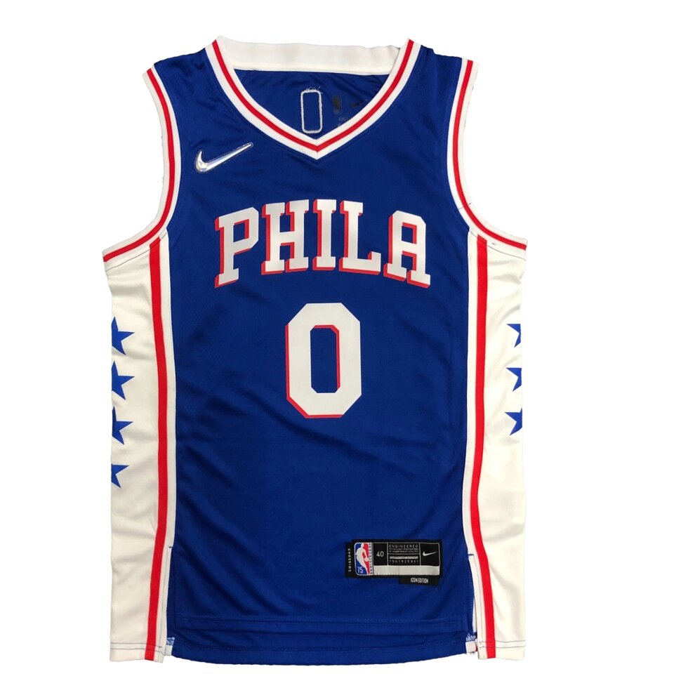 Баскетбольна джерсі 2022 Nike NBA Philadelphia 76ers №0 Tyrese Maxey Blue Print від компанії Basket Family - фото 1