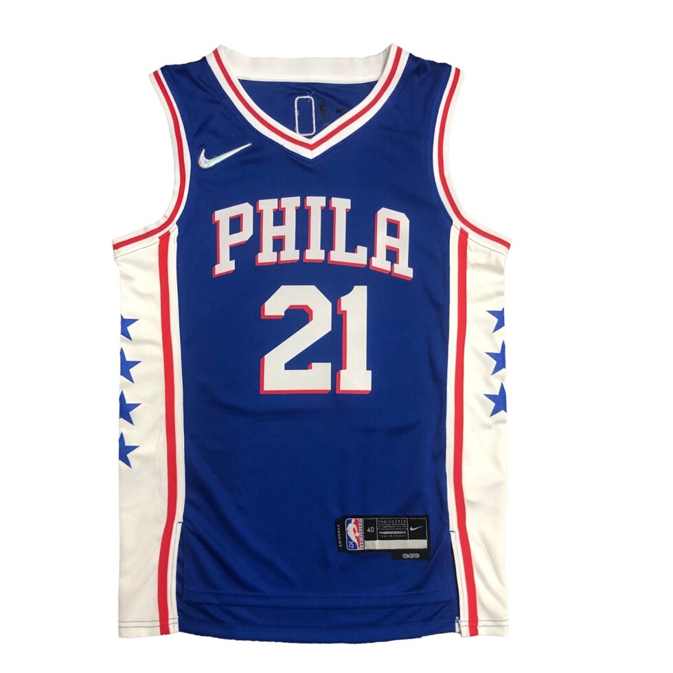 Баскетбольна джерсі 2022 Nike NBA Philadelphia 76ers №21 Joel Embiid Blue Print від компанії Basket Family - фото 1