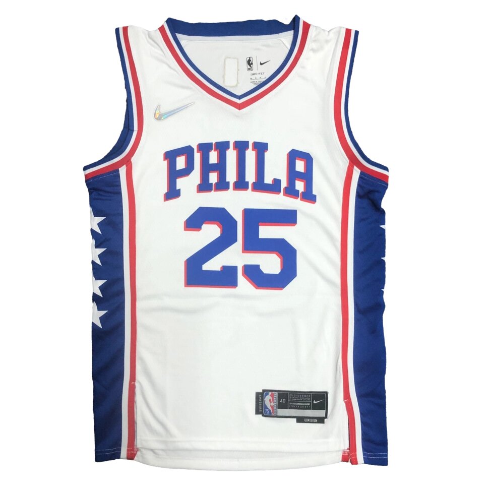 Баскетбольна джерсі 2022 Nike NBA Philadelphia 76ers №25 Ben Simmons White Print від компанії Basket Family - фото 1