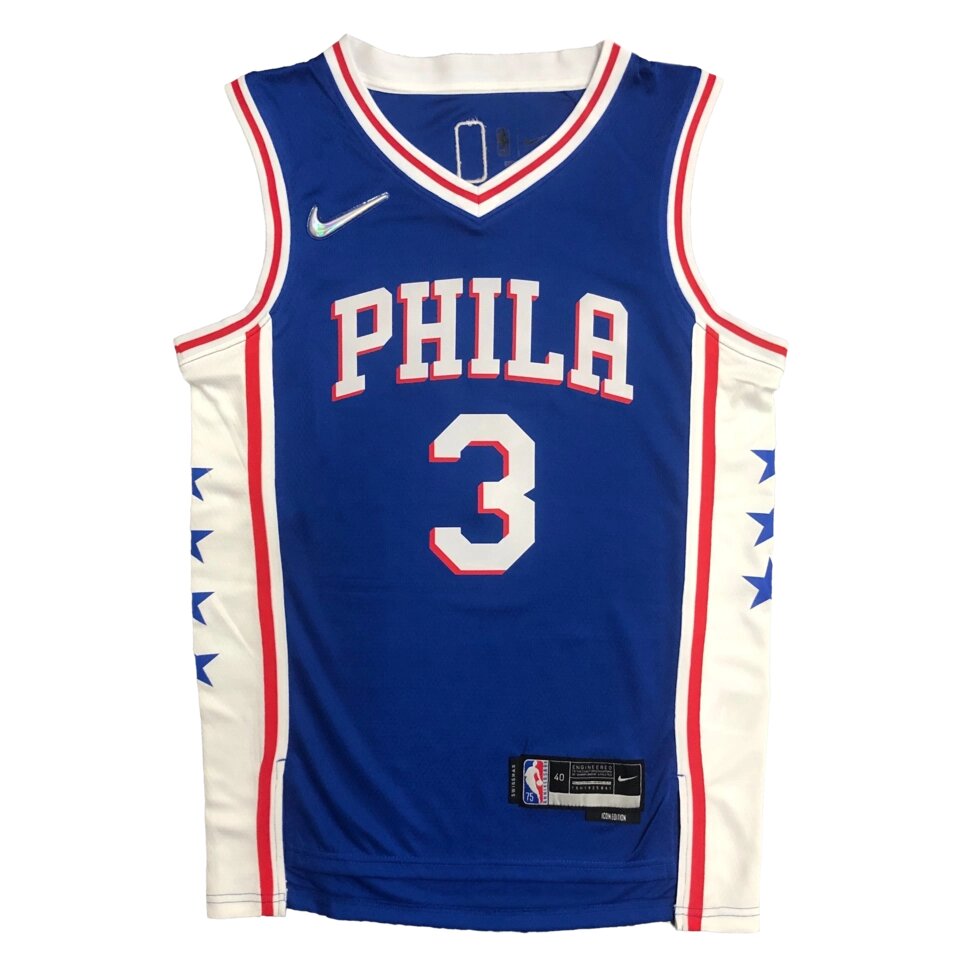 Баскетбольна джерсі 2022 Nike NBA Philadelphia 76ers №3 Allen Iverson Blue Print від компанії Basket Family - фото 1
