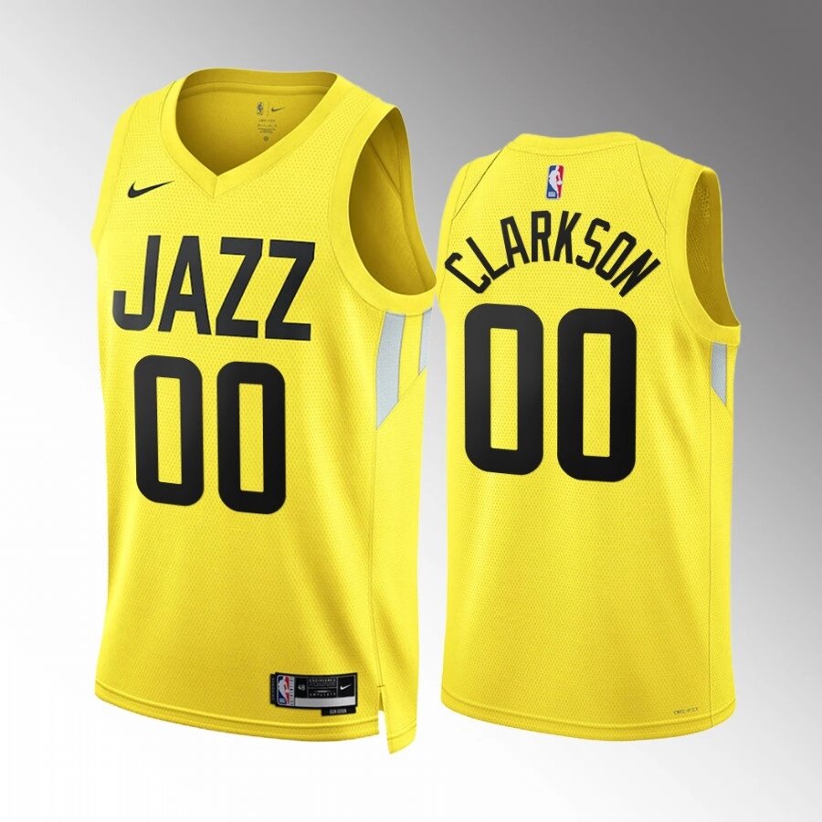 Баскетбольна джерсі 2022 Nike NBA Utah Jazz №00 Jordan Clarkson Yellow Print від компанії Basket Family - фото 1