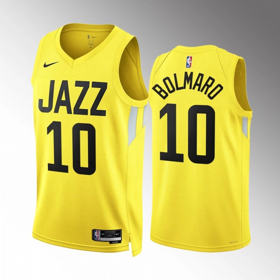 Баскетбольна джерсі 2022 Nike NBA Utah Jazz №10 Leandro Bolmaro Yellow Print від компанії Basket Family - фото 1