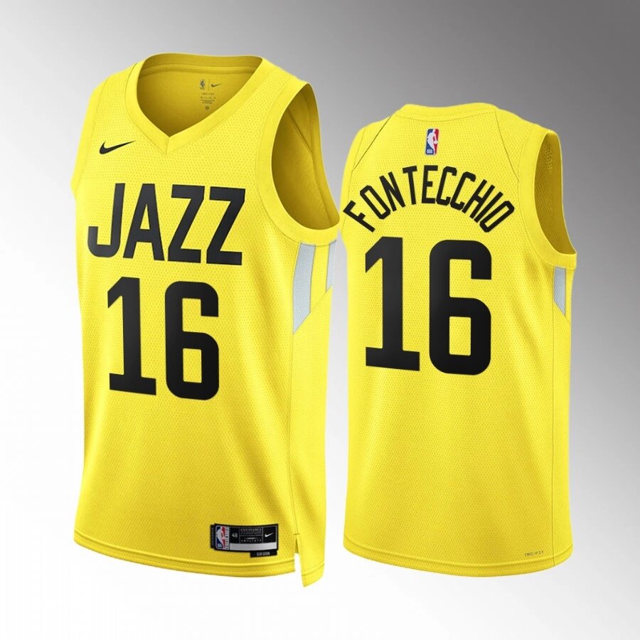 Баскетбольна джерсі 2022 Nike NBA Utah Jazz №16 Simone Fontecchio Yellow Print від компанії Basket Family - фото 1
