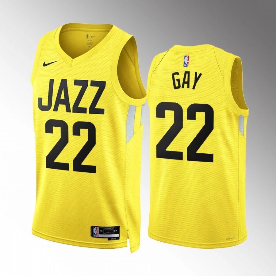 Баскетбольна джерсі 2022 Nike NBA Utah Jazz №22 Rudy Gay Yellow Print від компанії Basket Family - фото 1