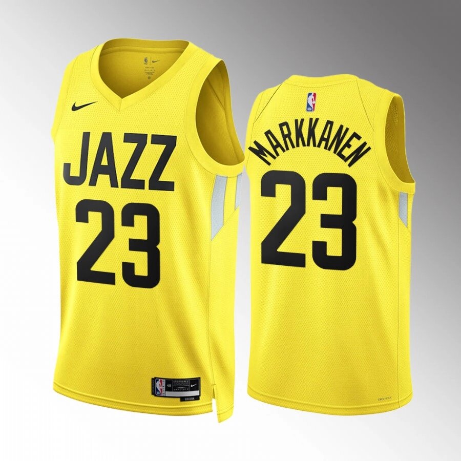 Баскетбольна джерсі 2022 Nike NBA Utah Jazz №23 Lauri Markkanen Yellow Print від компанії Basket Family - фото 1
