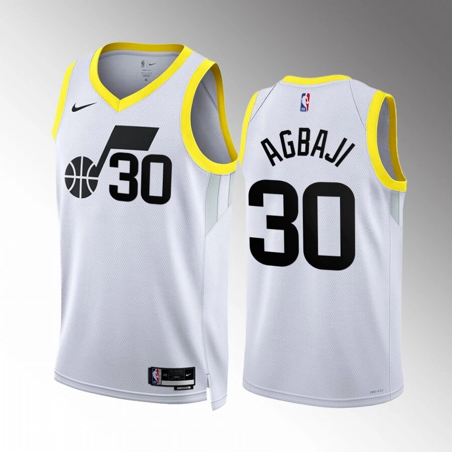 Баскетбольна джерсі 2022 Nike NBA Utah Jazz №30 Ochai Agbaji White Print від компанії Basket Family - фото 1