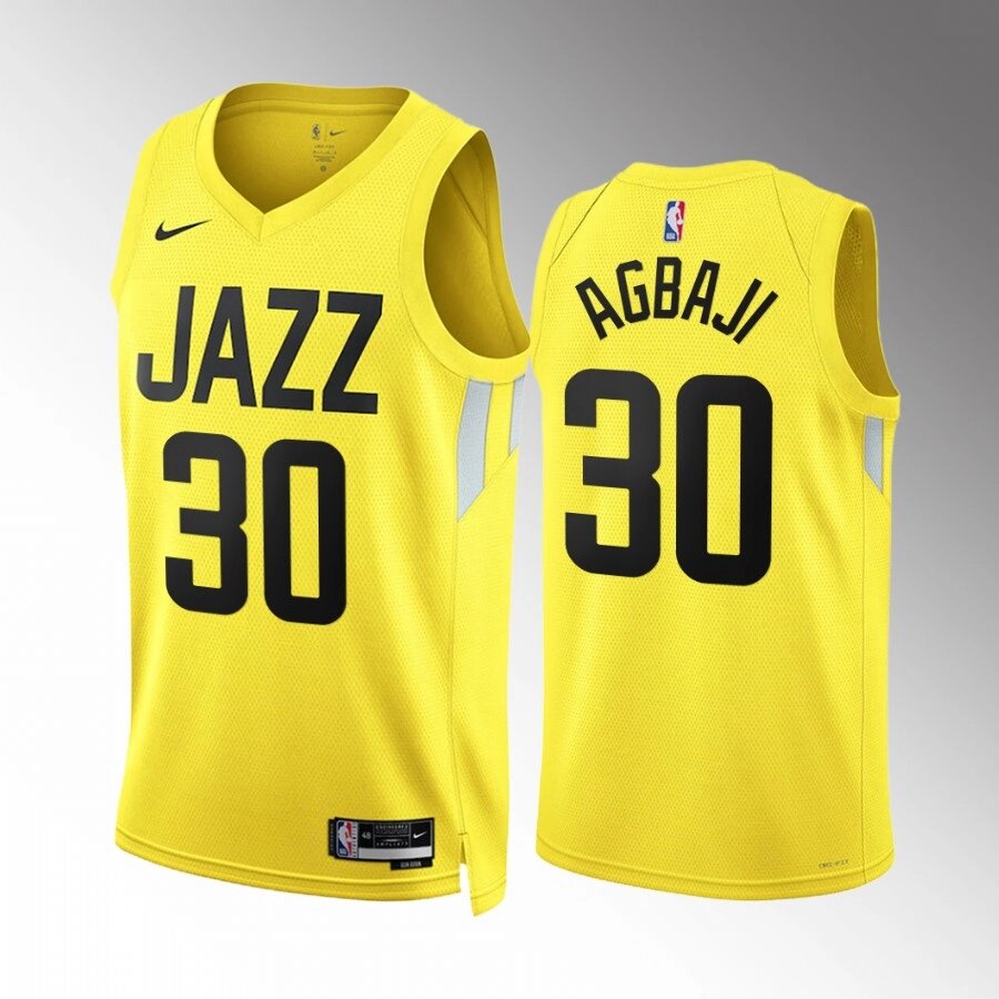 Баскетбольна джерсі 2022 Nike NBA Utah Jazz №30 Ochai Agbaji Yellow Print від компанії Basket Family - фото 1