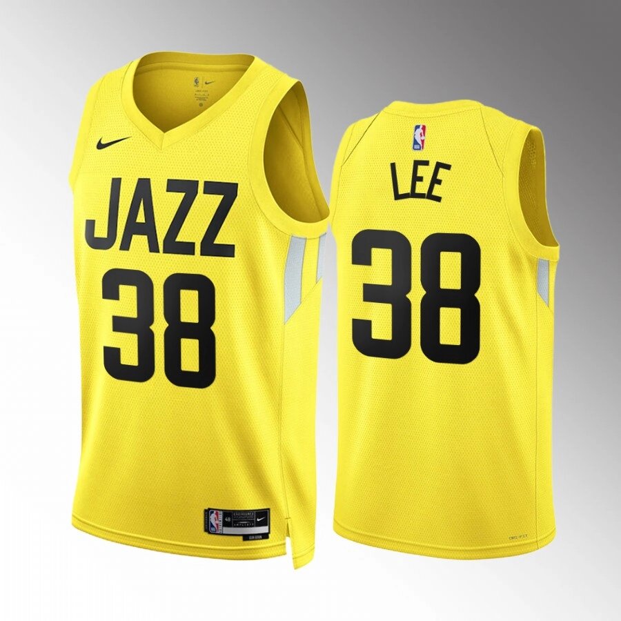 Баскетбольна джерсі 2022 Nike NBA Utah Jazz №38 Saben Lee Yellow Print від компанії Basket Family - фото 1