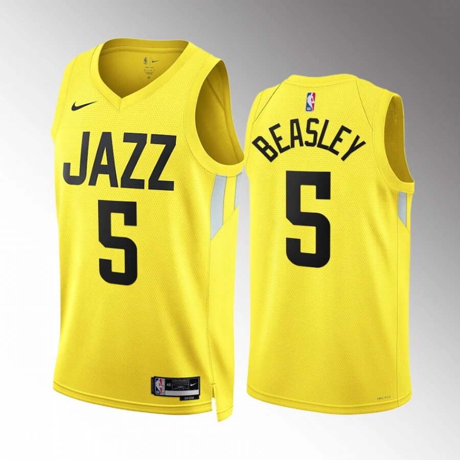 Баскетбольна джерсі 2022 Nike NBA Utah Jazz №5 Malik Beasley Yellow Print від компанії Basket Family - фото 1